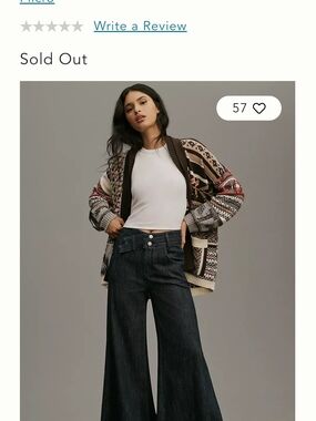 Pilcro Dark Blue Wide Leg Jeans